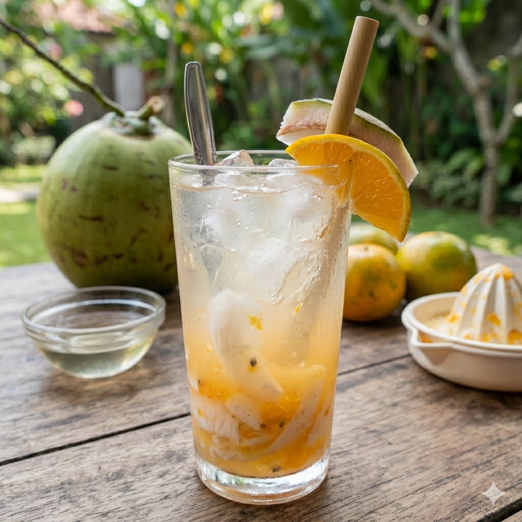 Es kelapa jeruk segar